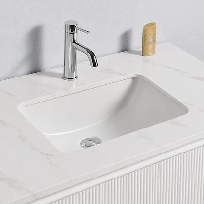 Baiachi Clermont 900 White Fluted Wall Hung Bathroom Vanity Calacatta Stone Undercounter Basin