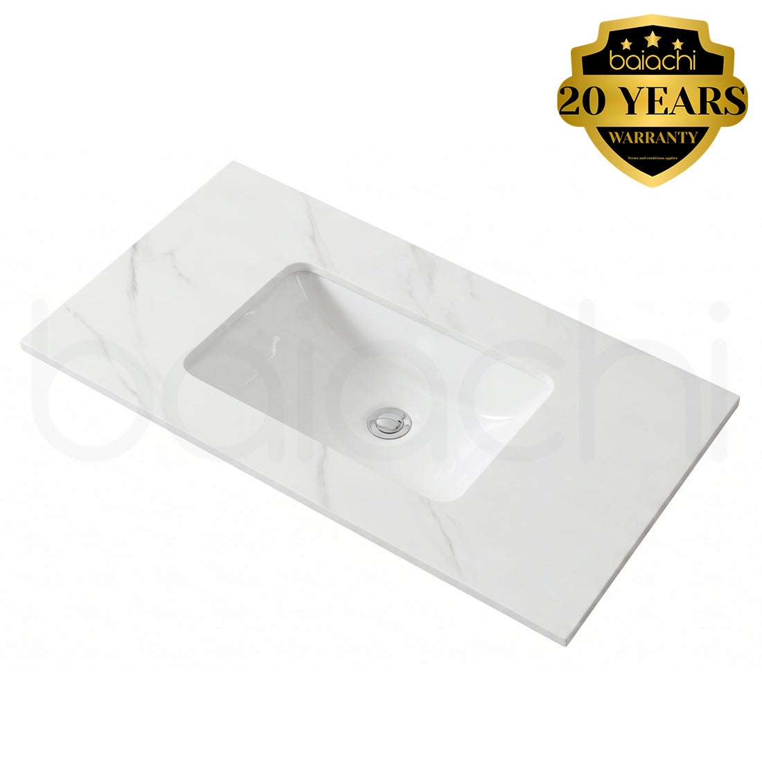 Baiachi 600mm Calacatta Quartz with Undercounter Stone Ceramic Basin