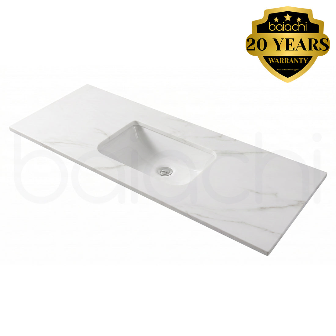 Baiachi 900mm Calacatta Quartz with Undercounter Stone Ceramic Basin