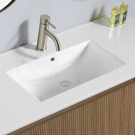 Baiachi Clermont 750 Fluted Timber Bathroom Vanity Wall Hung Ceramic Basin
