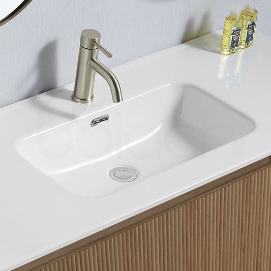 Baiachi Clermont 900 Fluted Timber Bathroom Vanity Wall Hung Ceramic Basin