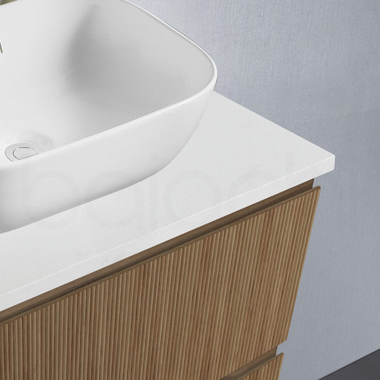Baiachi Clermont 900 Fluted Timber Bathroom Vanity Wall Hung White Stone