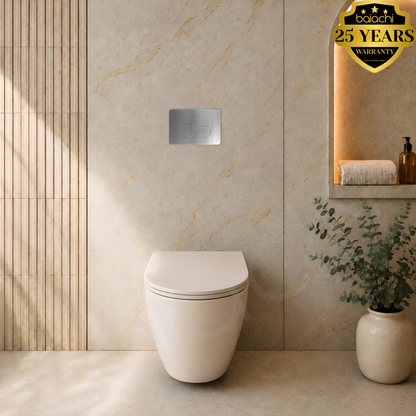Baiachi Involution Rimless In Wall Tornado Toilet Suite with Round Stainless Steel Flushing Buttons BTW2