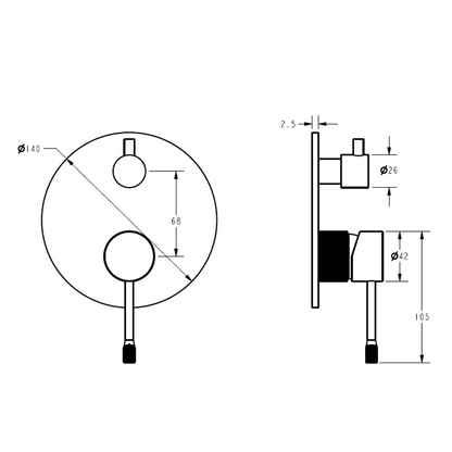 Linie Wall Mixer With Diverter Brushed Nickel