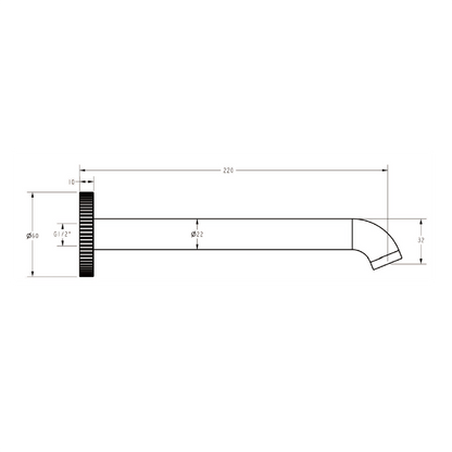 Linie Bath Spout 220mm Matte Black