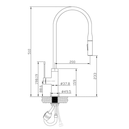 Aziz Pull-Out Kitchen and Laundry Sink Mixer Chrome