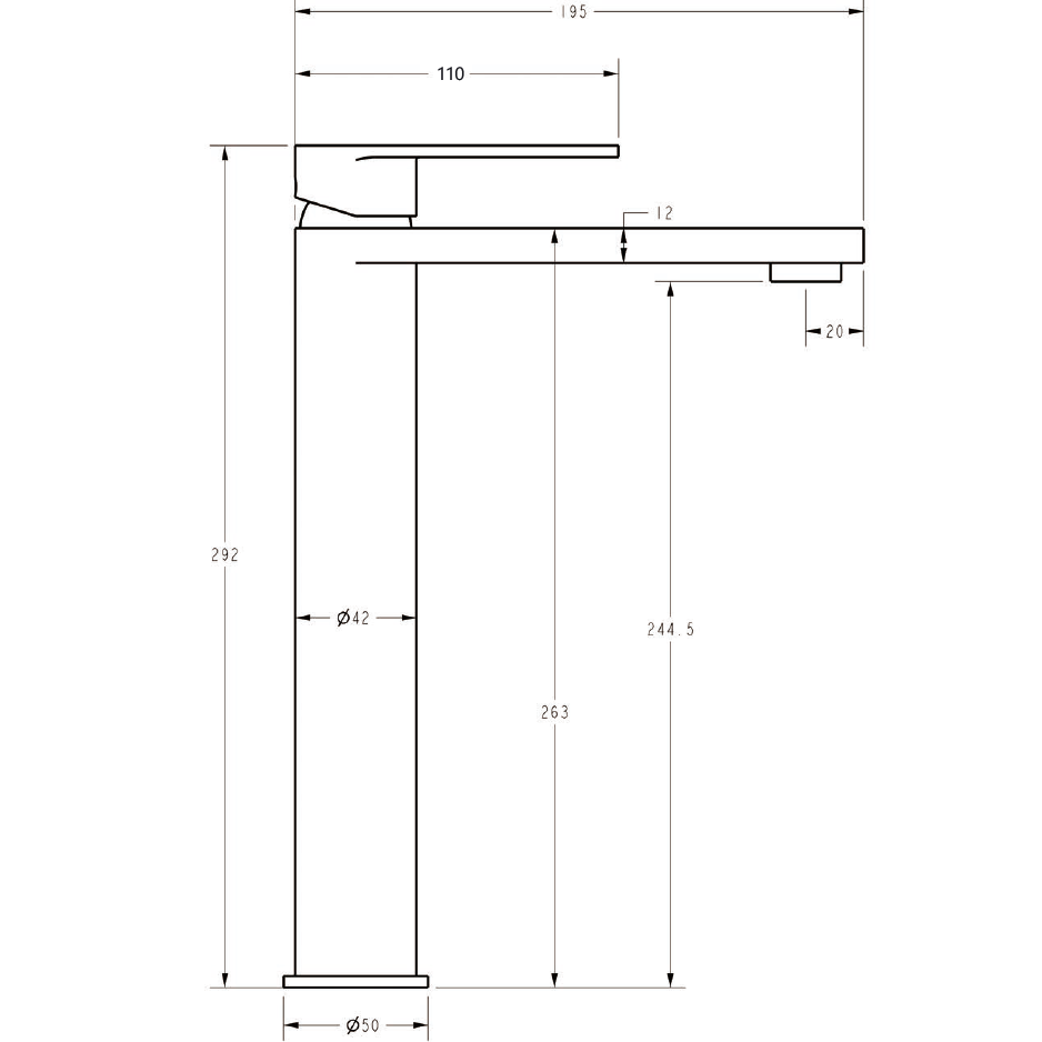Sora SS Highrise Basin Mixer Matte Black