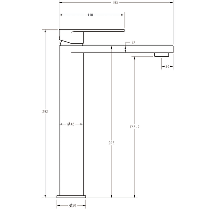 Sora SS Highrise Basin Mixer Matte Black